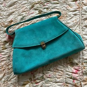Vintage 1960s Turquoise Suede Bag